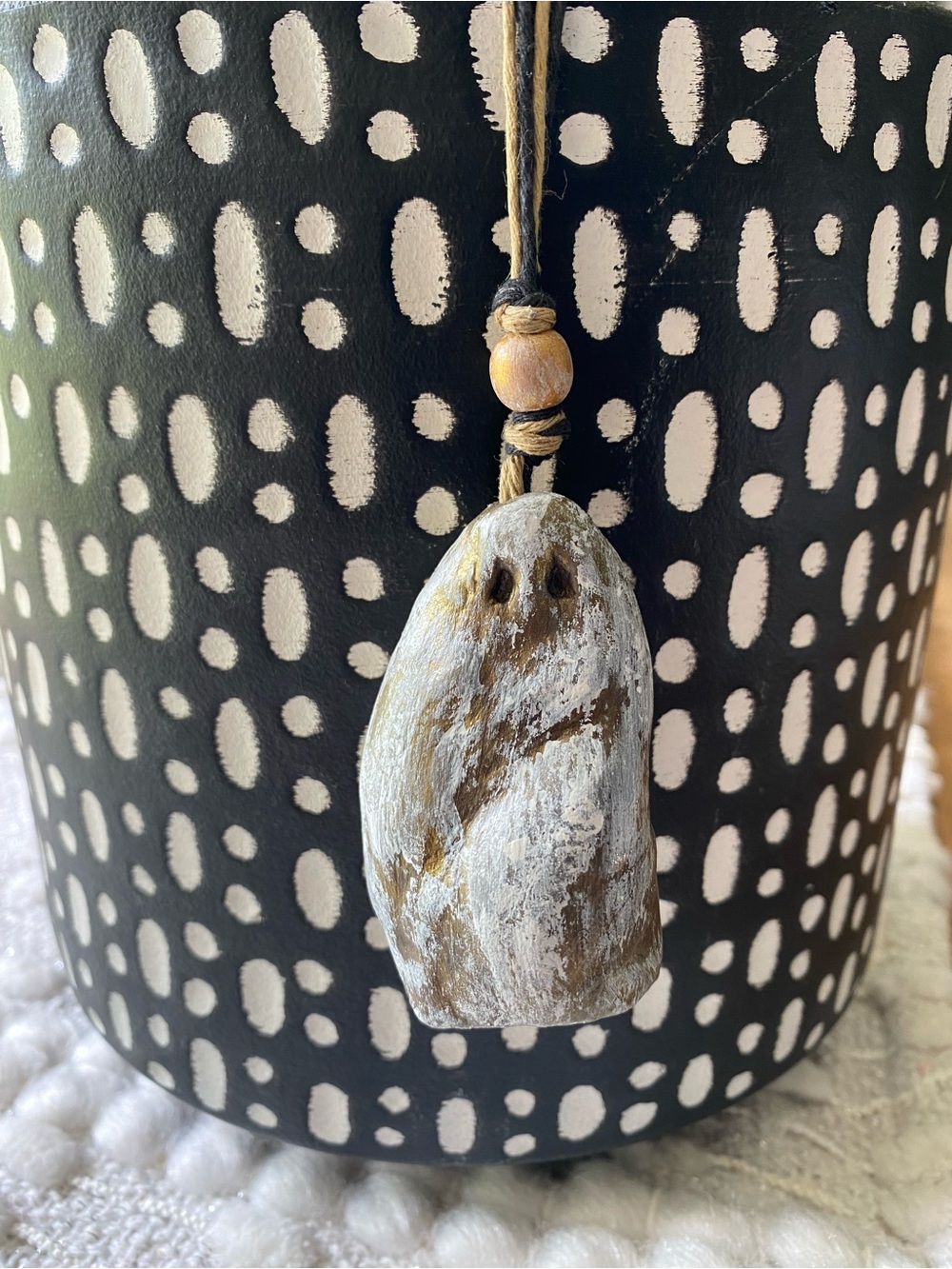 Clay Ghost Bell Ornament